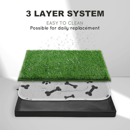 HQ4US 4LEGS Grass Pee Pads for Dogs Potty with Foldable Dog Litter Box - size: Large for Dog＜ 28" Length