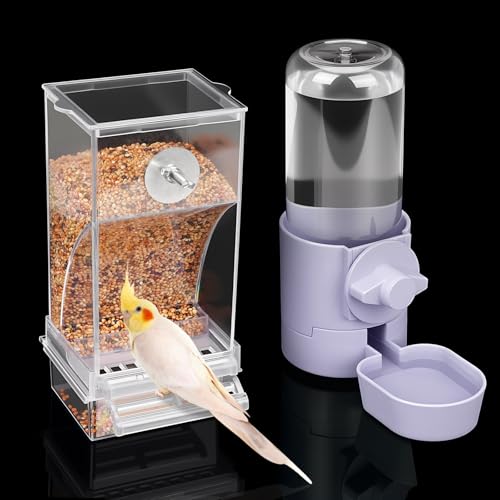 lemtrflo No Mess Bird Feeder Water Dispenser Set, Bird Feeder for Cage - color: Purple