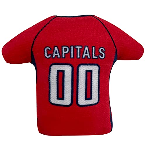 NHL WASHINGTON CAPITALS Plush Cat Toys Set - 3 Piece, Filled with Fresh Catnip. Includes: Jersey, Hockey Puck with Feathers & #1 Fan. Team Logo - color: Washington Capitals