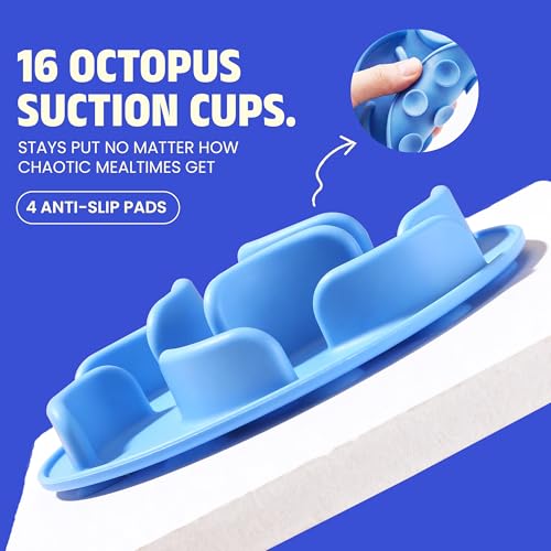 Slow Feeder Dog Bowl – Anti-Gulping Puzzle Feeder for Dogs, Slow Eating Dog Bowl with Removable Silicone Insert, Non-Slip, BPA-Free, for Small & Medium Dogs (Blue)