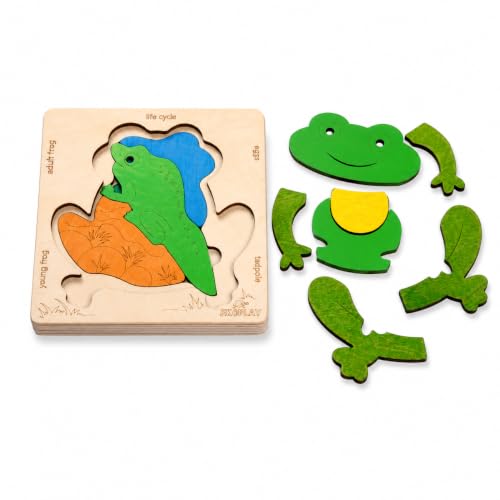 Life Cycle of a Frog 15 Piece Wooden Multilayered Jigsaw Puzzles for Kids Educational Toy and Gift for Boys & Girls 3 Years and Above - style: Lifecycle of a Frog