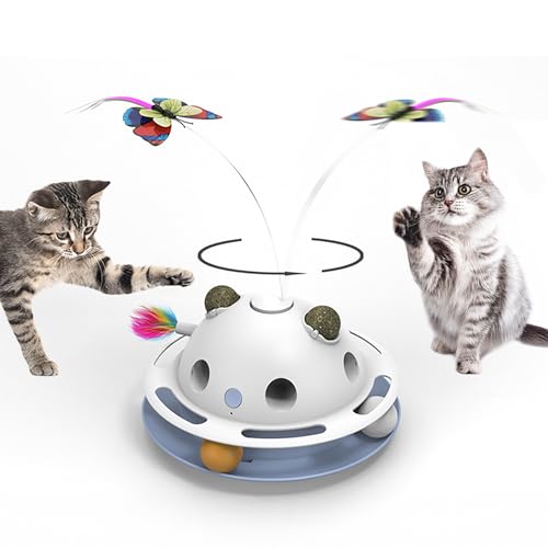 PAWSPIK Feather Frenzy 4-in-1 Interactive Cat Toy with Catnip Balls