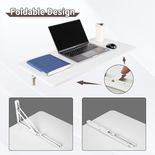 Neoaider Upgrade Wall Mounted Folding Table 31.5”L x 15.7”W, White - color: White, size: 31.5" x 15.7"