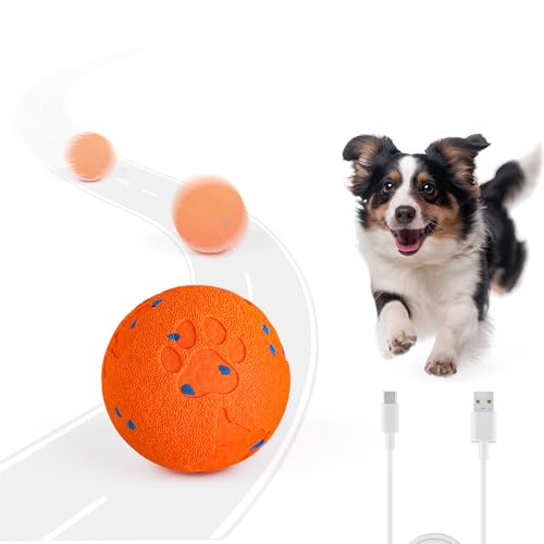 ALL FOR PAWS Interactive Dog Toy, Smart Moving Ball with 2 Play Modes, E-TPU Material, USB Rechargeable Motion-Activated Bouncing Ball for Medium Large Dogs, Automatic Rolling Keeps Dog Busy - color: Orange Ball