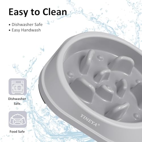 YINEYA 2PCS Anti-Choking Slow Feeder Dog Bowls Small Size Dog, Slow Feeder Cat Bowl, Supplies and Puzzle for Pet - color: B - Gray & Black, size: Small