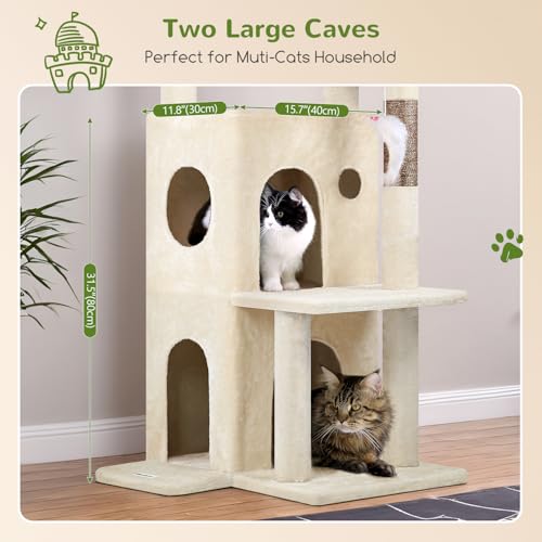 Globlazer Cat Tree Tower for Indoor Cats Large Adult, FC50, Beige - color: Beige, size: XL