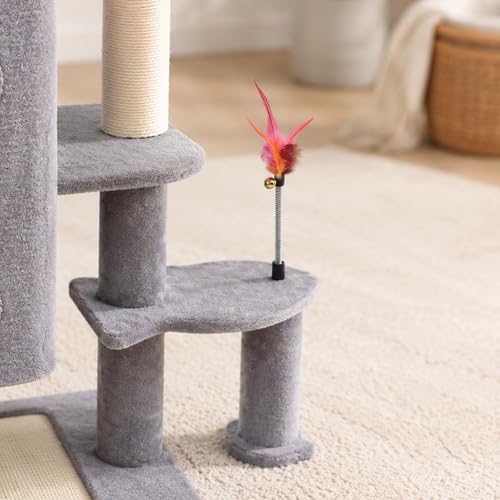 HUITREE 45in Cat Tree Tower with Big Condo for Indoor Cats,Cat Tower with Scratching Post,Scratching Board and Cat Toys,Multi-Level,Small Space,Transformer Cat Tree (336G) - color: 336G