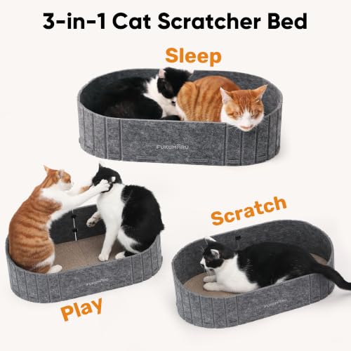 FUKUMARU Cat Scratcher, 24 Inch Sofa Shape Cat Scratching Bed Couch Indoor - color: Grey