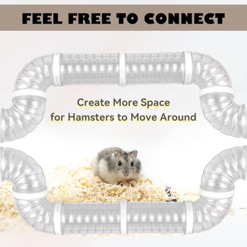 8 PCS Hamster Tunnel Kit Transparent Curved Pet Cage Tube Set Dwarf Hamster Accessories DIY Toy Connection External Pipe for Mice Rat(White) - color: 【White】