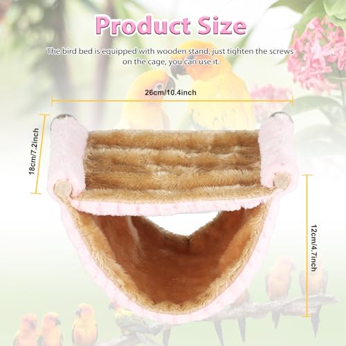 BWOGUE Bird Nest Bed Hanging Hammock, Parakeet Bed for Cage, Cockatiel Bed - color: Pink, size: Medium (9"x7.2")