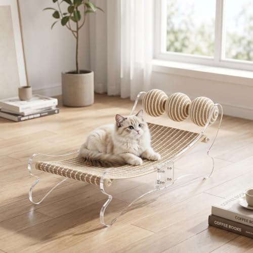 Acrylic Cat Scratcher Bed, Sisal Cat Scratching Board Recliner