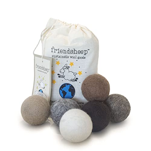Friendsheep Eco Wool Pet Toy Ball - Cat, Ferret, Small Dog - Fair Trade, Handmade in Nepal, Eco-Friendly - 100% Wool, 6-Pack (Balls x6, Earth Tones) - color: Earth Tones