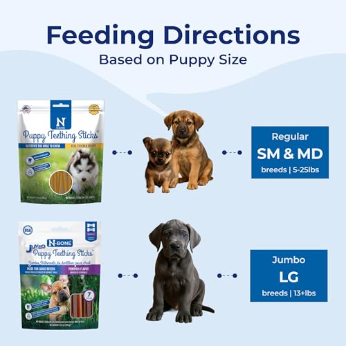 N-Bone Puppy Teething Sticks Variety Pack, Chicken & Pumpkin & Peanut Butter Flavor, 3.74 Ounce (Pack of 6) - size: 11.22 Ounce (Pack of 6)