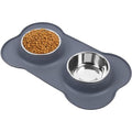 AsFrost Dog Food Bowls Stainless Steel Dog Food and Water Bowl Set, Dog Dishes No Spill Non Slip Silicone Mat, Dog Bowls for Small Medium Size Dogs Cat Puppy Pet Food Feeding Bowls, Grey, 12oz - color: Grey, size: 1½ Cup/12 oz each