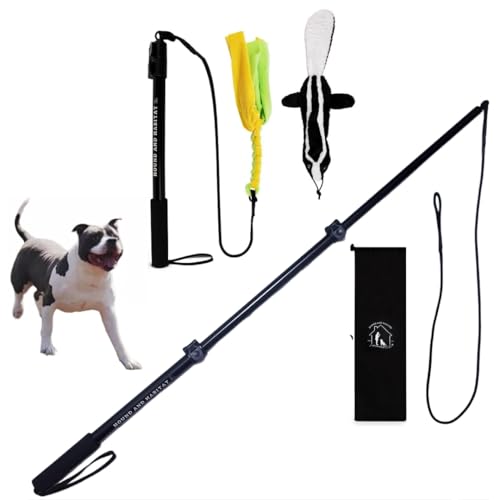 Flirt Pole For Dogs- Extendable Heavy Duty Flirt Pole For Dogs- Interactive Dog Training Toy w/ Interchangeable Lures & Instructional Guide- Engaging Heavy Duty Dog Toy- Flirt Pole For Large Pups