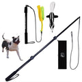 Flirt Pole For Dogs- Extendable Heavy Duty Flirt Pole For Dogs- Interactive Dog Training Toy w/ Interchangeable Lures & Instructional Guide- Engaging Heavy Duty Dog Toy- Flirt Pole For Large Pups