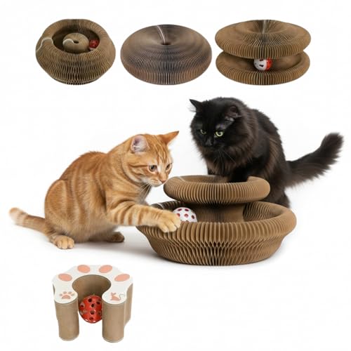 Cat Scratcher Toys for Indoor Cats - Kitty Kurlz Magic Organ Cat Scratcher Board, Cardboard Cat Scratching Board Ball Scratcher Pad - color: 1pc