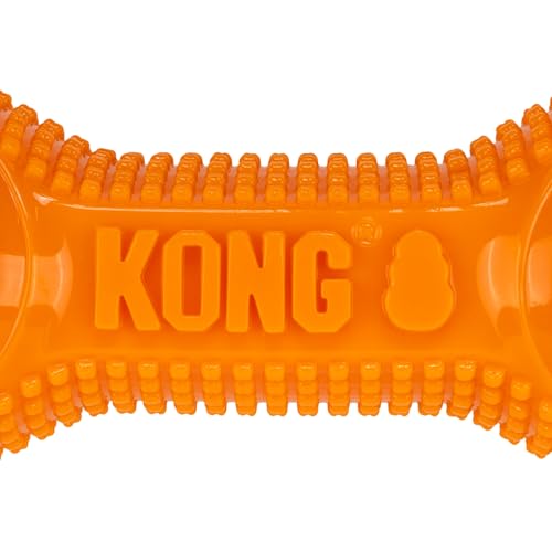 KONG CoreStrength Dog Toy – Dumbbell –Durable Tough Chew Toy for Medium & Large Dogs – Textured Dental Chew for Teeth & Gums – Fetch & Interactive Play - color: Dumbbell