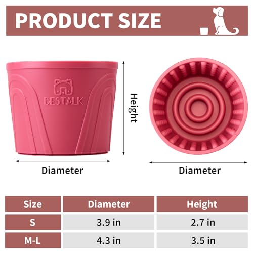 Dog Lick Bowl, Bestalk Anxiety Relief Slow Feeder Dog Lick Mat Treat Dispenser, Non-Slip Licking Bowl Enrichment Toys for Small Medium and Large Breed Dogs, BPA Free Silicone(Rose,S) - color: Rose, size: S