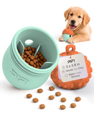 PiFi Silicone Dog Treat Dispenser & Puzzle Feeder for Medium Dogs, 5x3.8 in - color: Carrot Orange & Turquoise