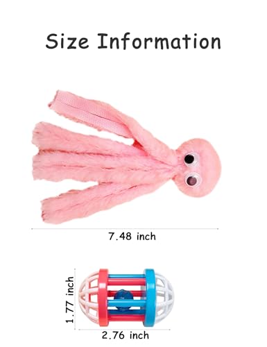 3 Pack Soft Plush Octopus Toys with Catnip for Indoor Kittens and Cats