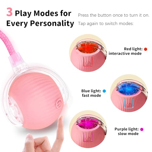 Cat Toys for Indoor Cats Smart Automatic Ball Moving Chase Dogs Toy, Pink - color: A3-Pink