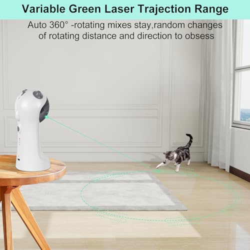 TBTeek Automatic Cat Toy Green Light, 5 Fun Patterns, 4 Speed Modes - color: Green Light-9146 White