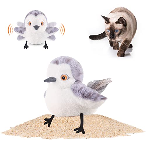 Potaroma Cat Toys Flapping Bird (No Flying), Lifelike Sandpiper Chirp Tweet, Rechargeable Touch Activated Kitten Toy Interactive Cat Exercise Toys for All Breeds Cat Kicker Catnip Toys 4.0" - style: Male Sandpiper