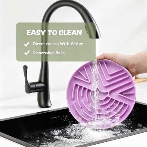 Slow Feeder Dog Bowl for Large & Small Pets, Anti Choking Puzzle Dog Food Bowl with Non-Slip Base, Interactive Pet Slow Eating, Silicone Cat Feeder for Puppies Cats - color: Purple