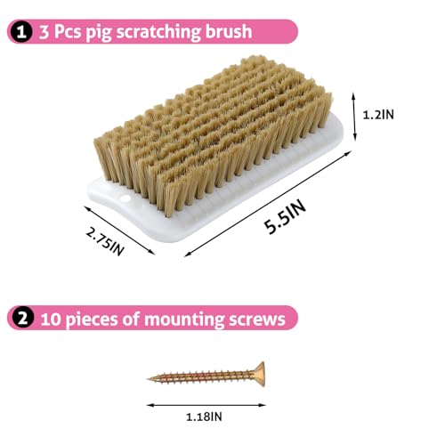 Toys for Pigs, 3-Pack Pet Enrichment Scratching Brushes for Outdoor