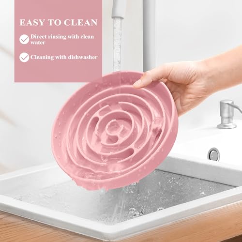 Coomazy Extra Large Slow Feeder Bowl, Silicone Dog Bowl with Suction Cups - color: Pink, size: XL