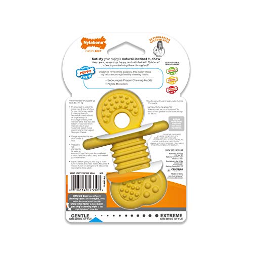 Nylabone Puppy Chew Rubber Textured Teether Dog Chew Toy, Vanilla Flavor - size: Small