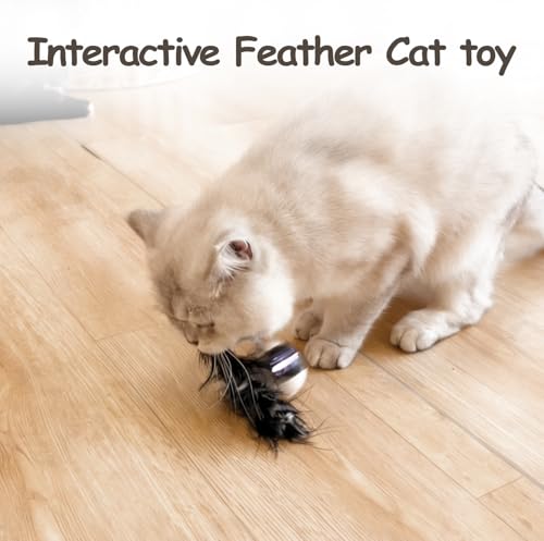 Migipaws Interactive Cat Ball Toy Set, Fun Tracker, Automatic Rolling Chase Ball with Fluffy Tail, A Small Mice, Rechargeable (White) - color: White