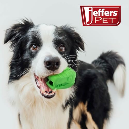 Jeffers Pet Natural Rubber Dog Chew Toy – T-rex Shape, Large - Treat Dispensing, Vanilla Scent, Durable, Non-Toxic, Dishwasher Safe, Interactive Fetch & Tug Toy, Dental Play - Perfect for Training - color: Green, size: Large
