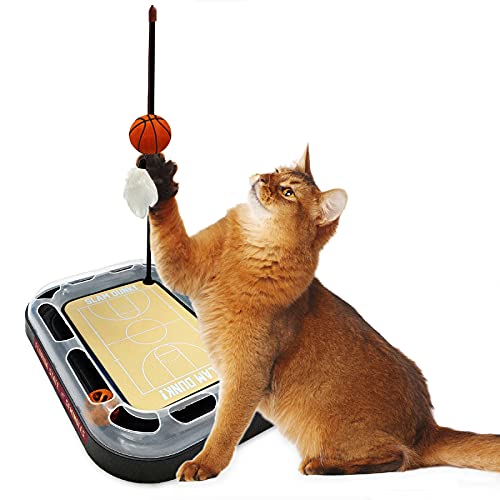 NCAA FLORIDA STATE Seminoles Basketball Court Cat Scratcher - REVERSIBLE Felt/Cardboard Toy, Cat Ball with Bell, Catnip-Filled Plush Basketball - color: Florida State Seminoles, style: Basketball Court