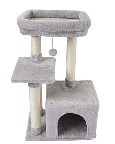 Cute Cat Tree Kitten Cat Tower Condo Cat Furniture Sisal Scratching Posts G - color: Grey