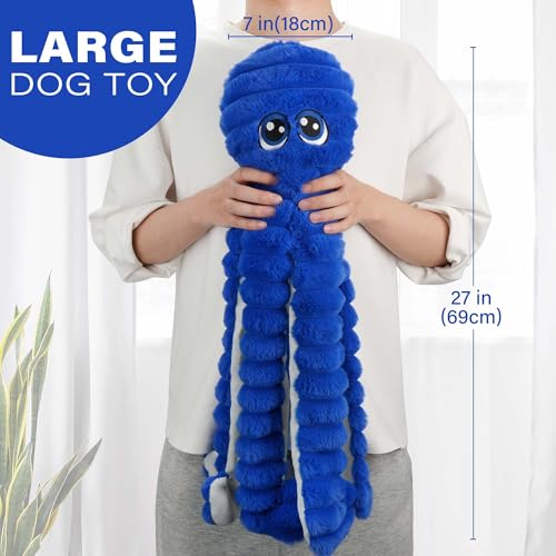 PrimePets Squeaky Dog Toys for Large Dogs, 27" Extra Large Octopus Dog Toy - color: Blue