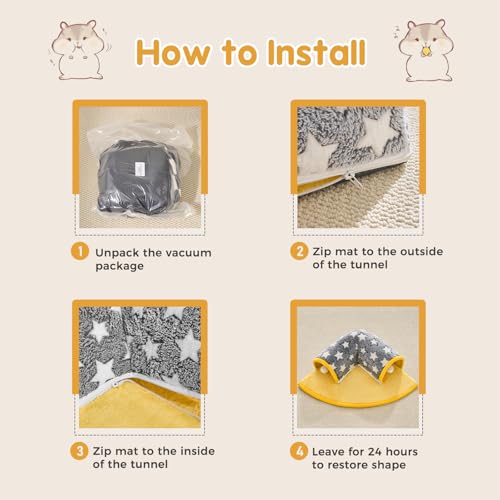 Avont Guinea Pig Tunnel Bed, Washable Hideout for Small Pets - color: Star