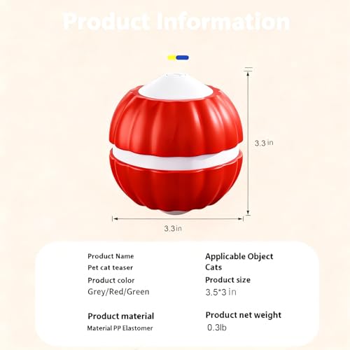 2PCS Interactive Cat Toys for Indoor Cats,Automatic Moving Kitten Toys - color: Red + Green