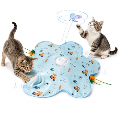 Interactive Cat Toys, Automatic Hide and Seek Feather Toy for Indoor Cats
