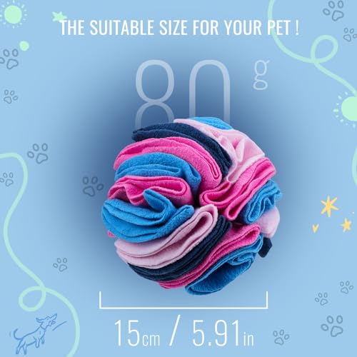 Pet Snuffle Ball, Puzzle Sniffing Interactive Dog Ball for Blind Dogs Training Stress Relief Dog Enrichment Toys Treat Machine Washable (Royal Blue, 15cm) - color: Royal blue, size: 15cm