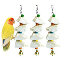 3 Pack Bird Chewing Toy Cuttlebone Parrot Toy with Bell - size: 4 Blocky