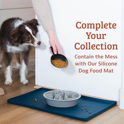 Leash Boss Slow Feeder Dog Bowls (1.5 Cup) Puzzle Dog Food Bowl with Feeder Holes, Fits into Elevated Pet Feeders, Slow Eating for Large, Medium & Small Sized Breeds - Gray - color: Gray, size: 1.5 Cup