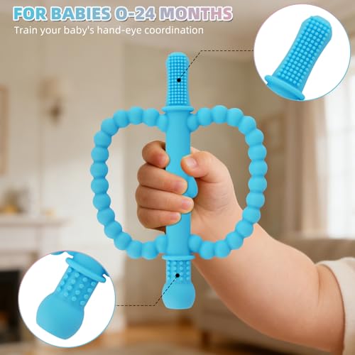 Fu Store Hollow Teether Tube Apple Shape Baby Teething Toy for Babies 0-36M - color: Pink, Dark Pink, Blue