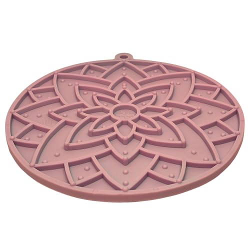 SodaPup Lotus eMat – Durable Enrichment Feeder Made in USA from Non-Toxic, Pet-Safe, Food Safe Rubber for Mental Stimulation, Avoiding Overfeeding, Fresh Breath, Digestive Health, Calming, & More - color: Lotus eMat Light Pink