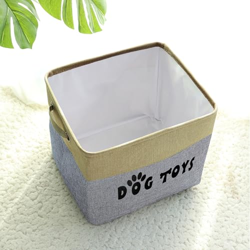 PET ARTIST Dog Toy Basket, Large Collapsible, Gray, L:15"x13"x12" - color: Gray, size: L:15"x13"x12"