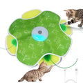 Saolife Interactive Cat Toys with Moving Feather Concealed in Mat, Rechargeable Cat Exercise Toys for Bored Cats with Motion Activated, Mouse Squeaky (Green)