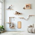 Cat Wall Shelves, Solid Wooden Wall-Mounted Cat Furniture - color: Solid Wood