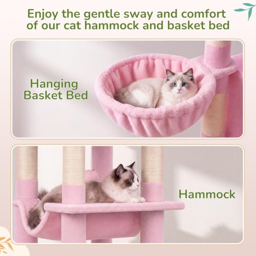 Globlazer Pink Corner Cat Tree Tower with Scratching Post, C51, Pink - color: Pink, size: 51inch
