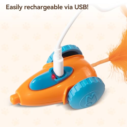 Migipaws cat Toy, Automatic Interactive Migicar Toy Like a Mouse, Intelligent Programme, Rechargeable Kitten Toy - style: Orange